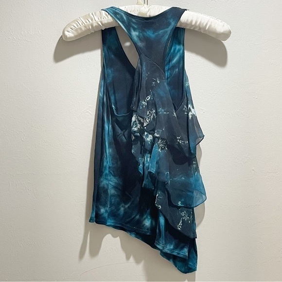 BLACK HEARTS BRIGADE Women’s Black Blue Tie Dye Ruffle Asymetrical Tank Size XS - Picture 2 of 6